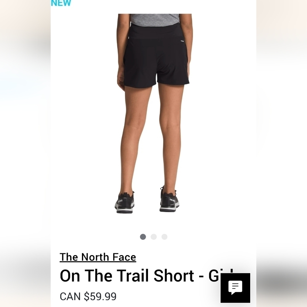 THE North Face black On The Trail Shorts - Girls Sz S 7/8 new with tags